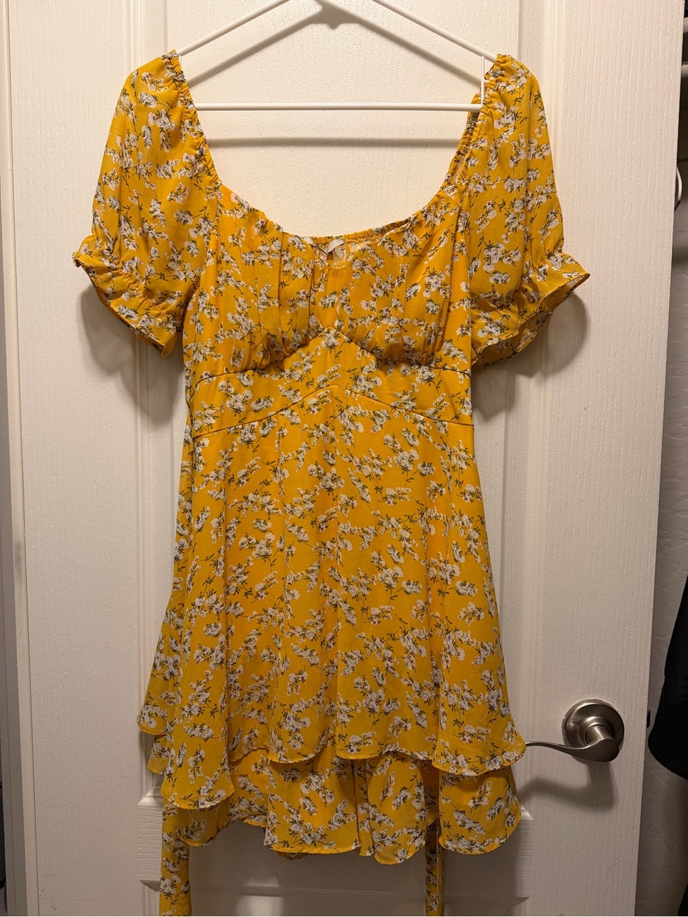 Yellow Floral Puff Sleeve romper